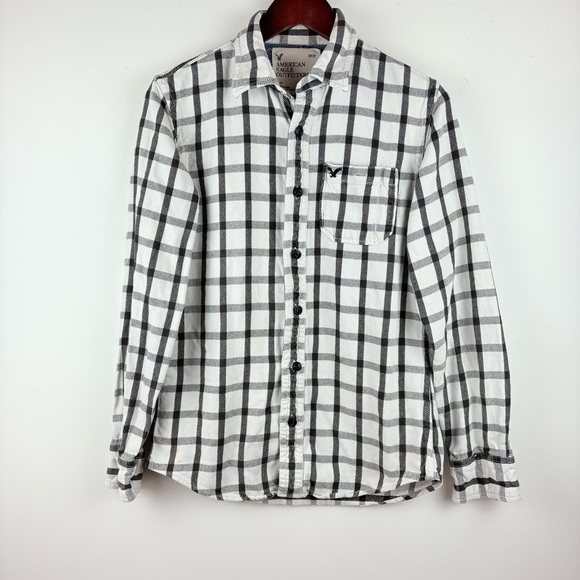American Eagle Outfitters Other - American Eagle Shirt Mens Small White Plaid Pocket Heavyweight Dad Button cotton